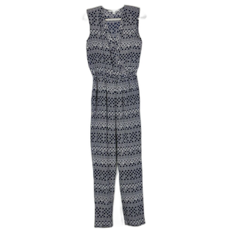Diane Von Furstenberg Rawena Silk Jumpsuit Size 2 Moroccan Ditsy Midnight Navy